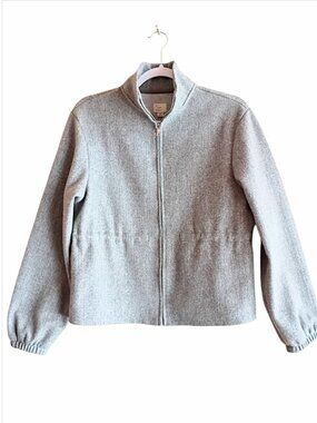 A NEW DAY Womens Jacket Gray Knit Full Zip Adjustable Cinch Waist SMALL